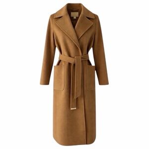 Michael Kors Camel Wool Wrap Coat Size L NWOT